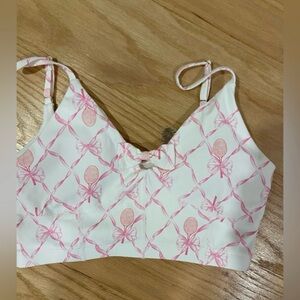 LoveShackFancy Pink and White Tank Top
